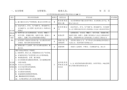 煤矿质量标准化表格