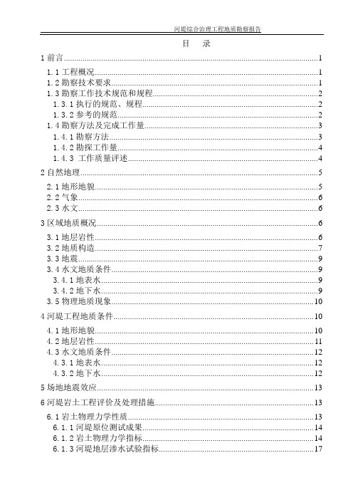 堤防工程治理地质勘察范本