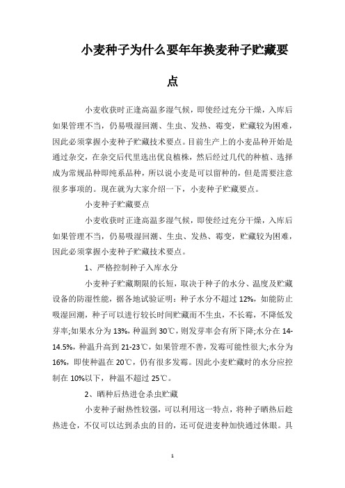 小麦种子为什么要年年换麦种子贮藏要点