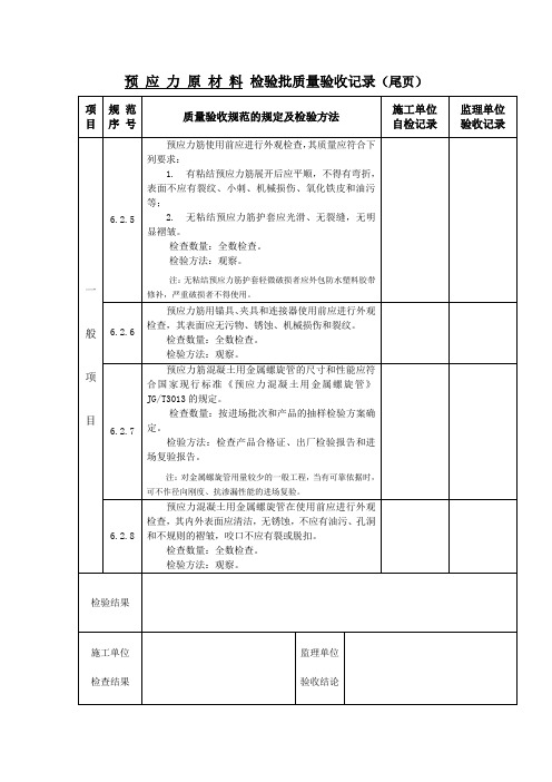 预应力原材料检验批质量验收记录(尾页)