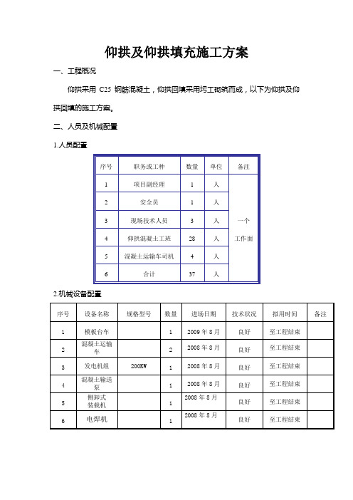 仰拱及填充施工方案