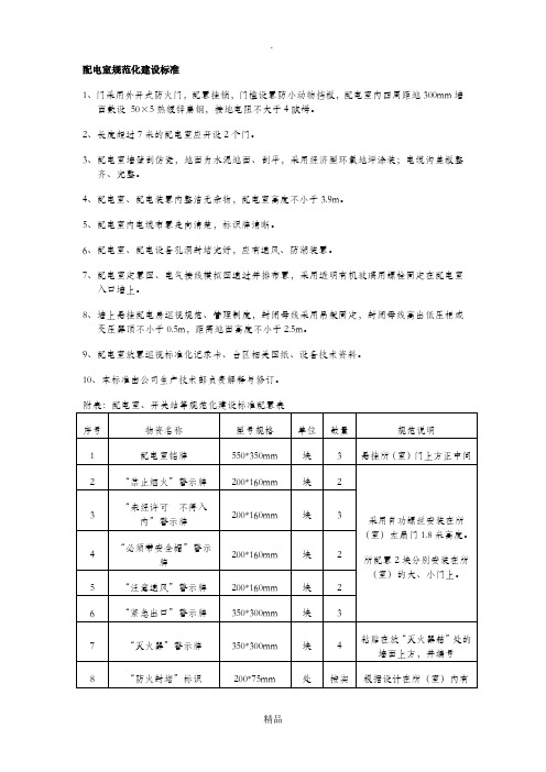 配电室规范化建设标准