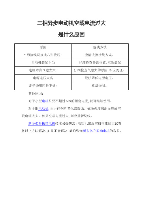 三相异步电机空载电流过大的原因及解决方法