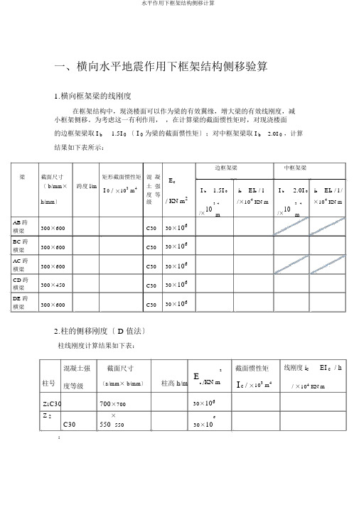 水平作用下框架结构侧移计算