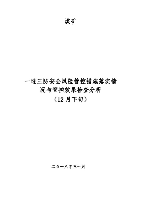 一通三防安全风险管控措施落实情况与管控效果检查分析12月下旬