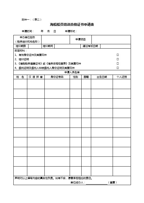 关于印发《中华人民共和国海船船员培训合格证书签发管理办法》的通知(附件一)-2