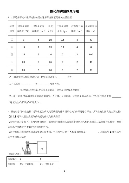 初级催化剂探究专题2