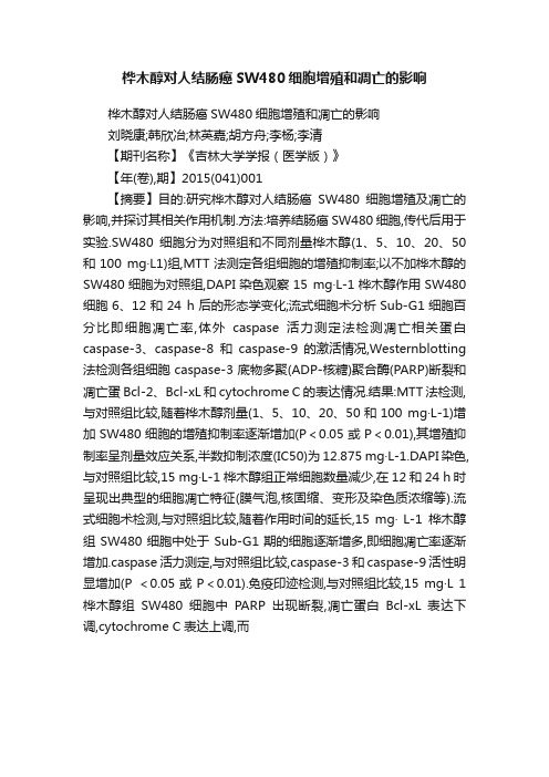 桦木醇对人结肠癌SW480细胞增殖和凋亡的影响