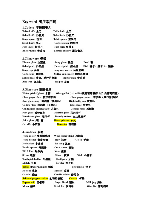 餐饮常用英语词汇