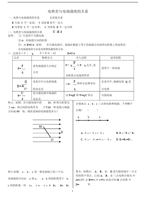 高中物理-专题练习-2018电场强度与电势差的关系1高中物理一轮复习专题.docx