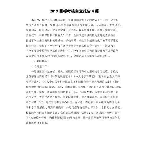 2019目标考核自查报告4篇