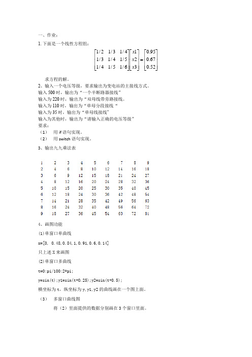 MATLAB_上机试题