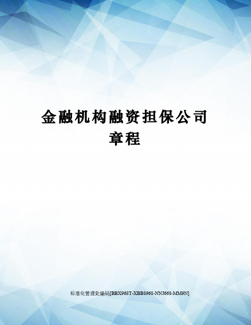 金融机构融资担保公司章程