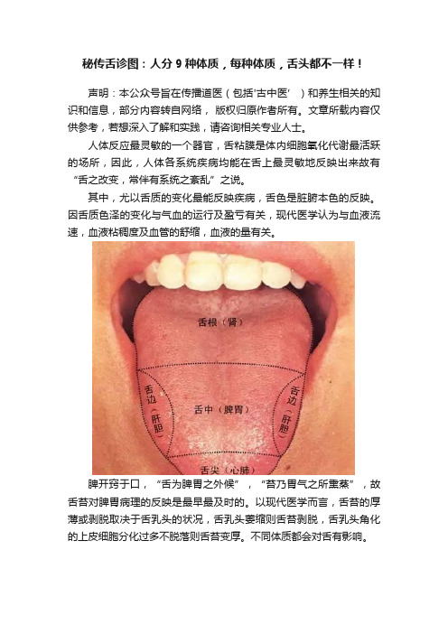 秘传舌诊图：人分9种体质，每种体质，舌头都不一样！