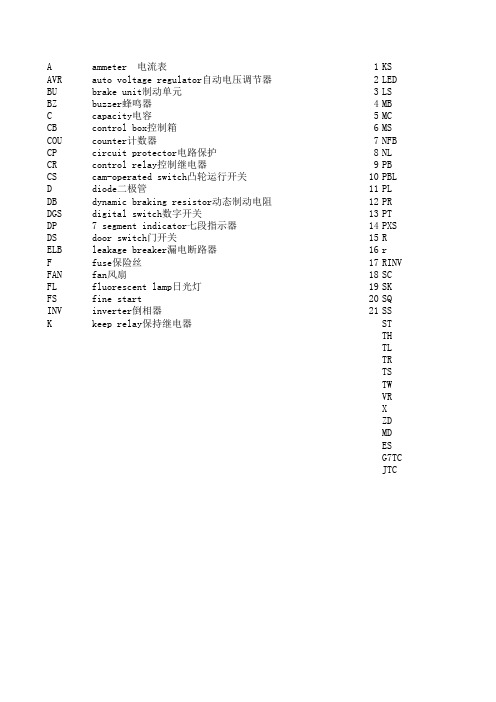 日本电气符号对照表