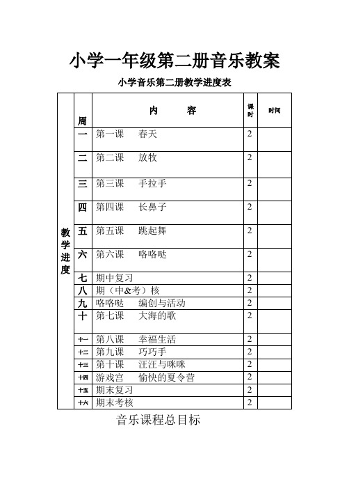 【共36页】2020年 新【人音版】版小学音乐一年级下册(全套)教案(教学设计)