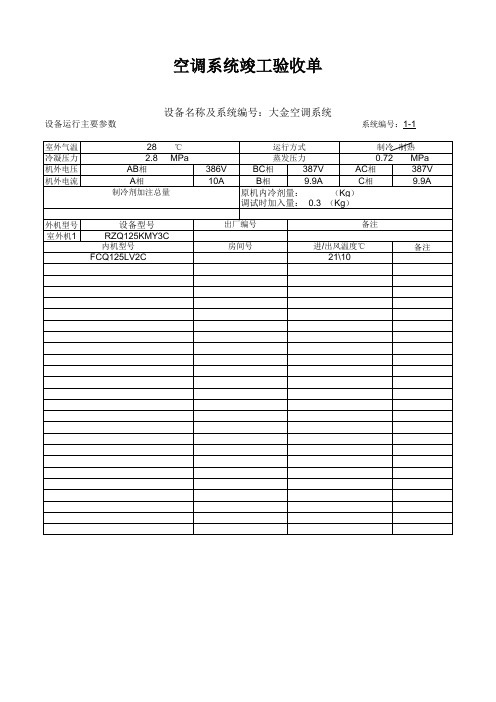 空调调试报告