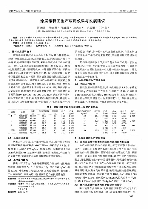 涂层缓释肥生产应用效果与发展建议