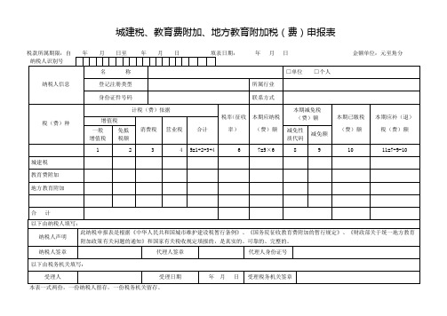 城建税、教育费附加、地方教育附加税(费)申报表