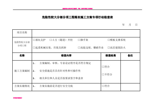 危险性较大分部分项工程落实施工方案专项行动检查表