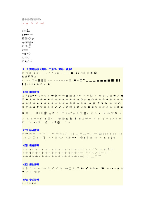 各种字符