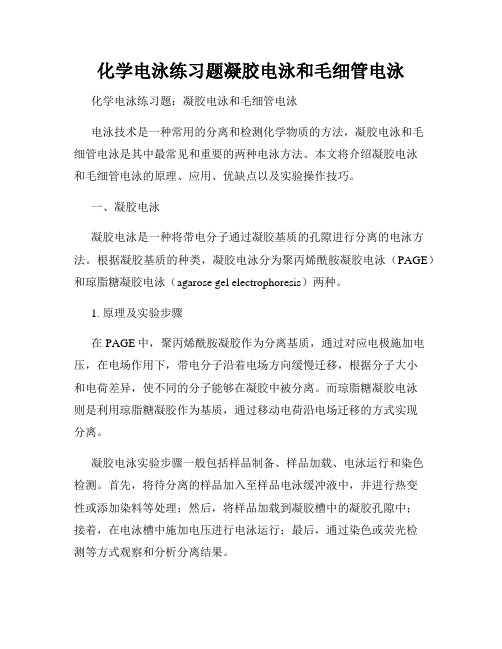 化学电泳练习题凝胶电泳和毛细管电泳