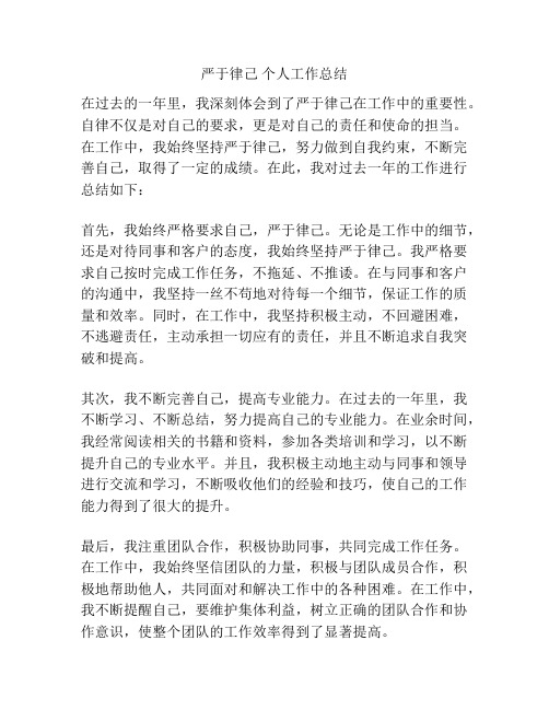 严于律己 个人工作总结