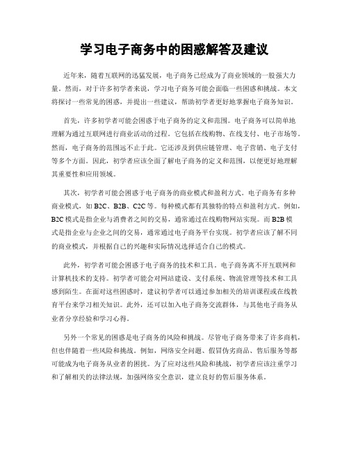 学习电子商务中的困惑解答及建议