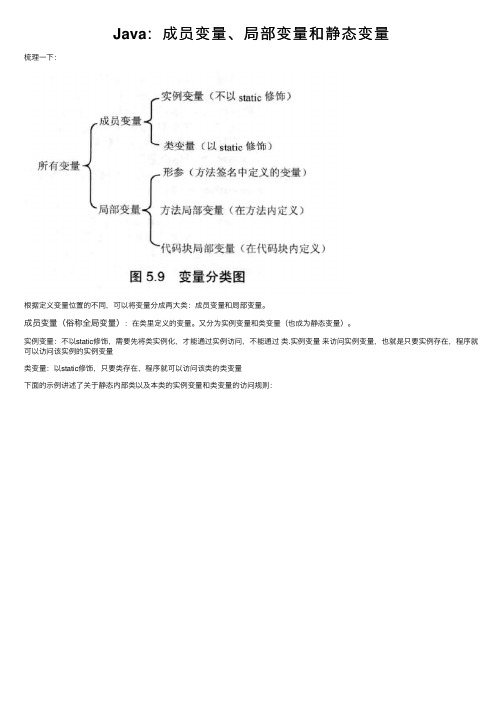 Java：成员变量、局部变量和静态变量