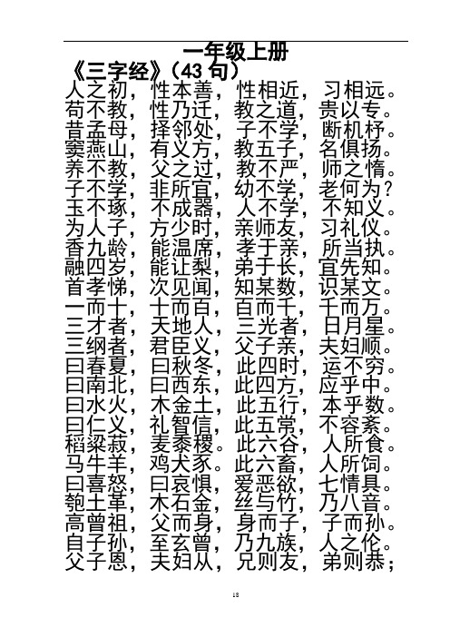 经典诵读必背篇目