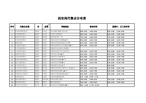 西安铁路局火车票代售点分布表