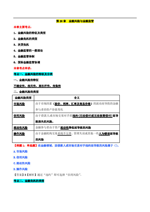 S20-21金融风险与金融监管及对外金融关系与政策(DOC)