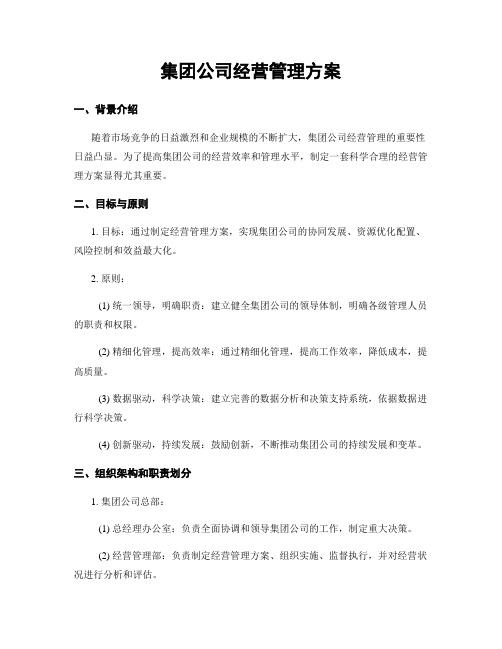 集团公司经营管理方案