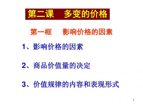 政治必修一第二课第一框《影响价格的因素》课件