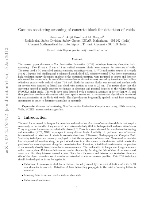 外文翻译原文Gamma scattering scanning of concrete block for detection of voids