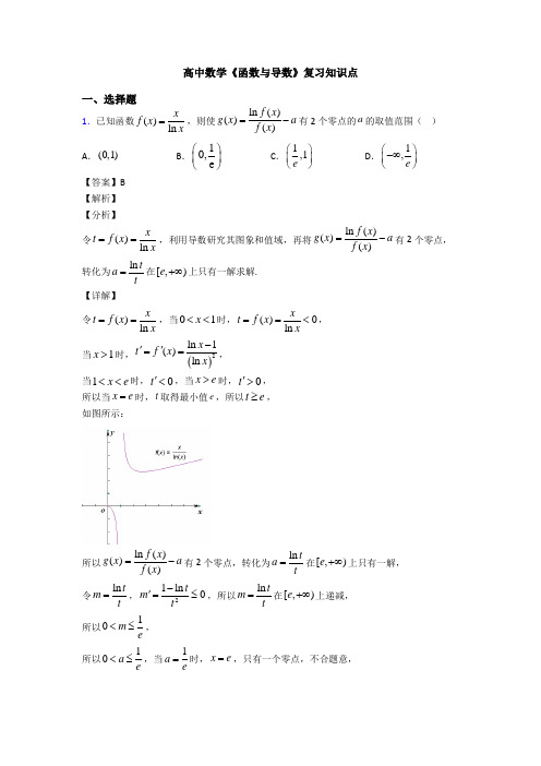 高考数学压轴专题人教版备战高考《函数与导数》易错题汇编含答案解析