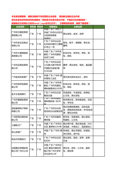 新版广东省广州男女皮包工商企业公司商家名录名单联系方式大全26家