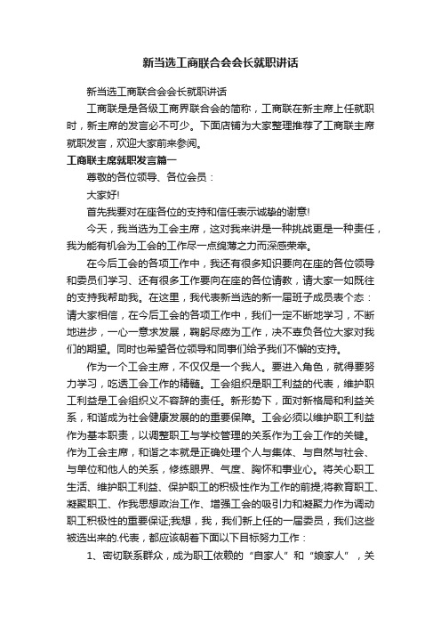 新当选工商联合会会长就职讲话