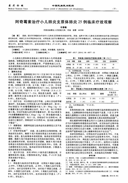 阿奇霉素治疗小儿肺炎支原体肺炎 25例临床疗效观察