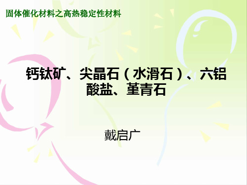 固体催化材料之高热稳定性材料：钙钛矿、尖晶石、水滑石、六铝酸盐、堇青石 2016