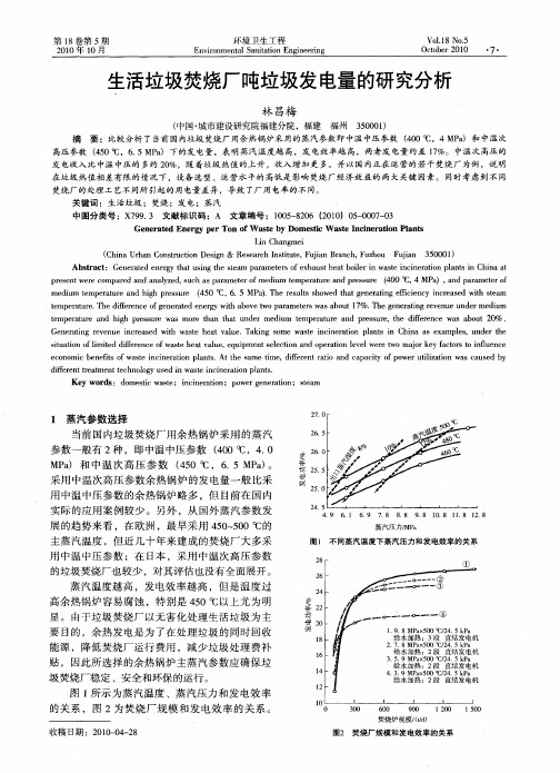 生活垃圾焚烧厂吨垃圾发电量的研究分析