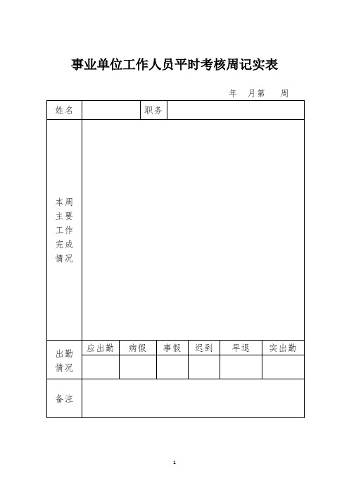 事业单位工作人员平时考核表(修改)