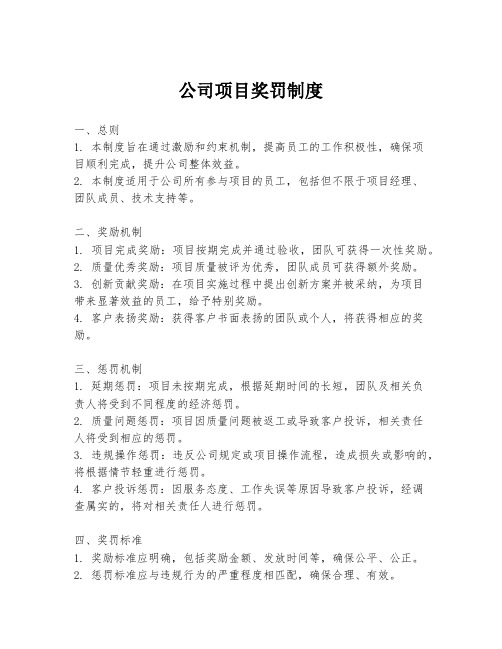 公司项目奖罚制度