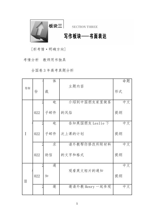 2022高考英语书面表达高分突破讲义：热门话题(一) 中国传统文化