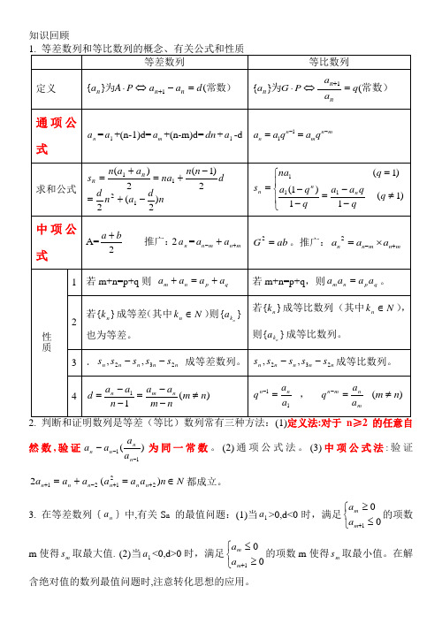 等差数列和等比数列公式