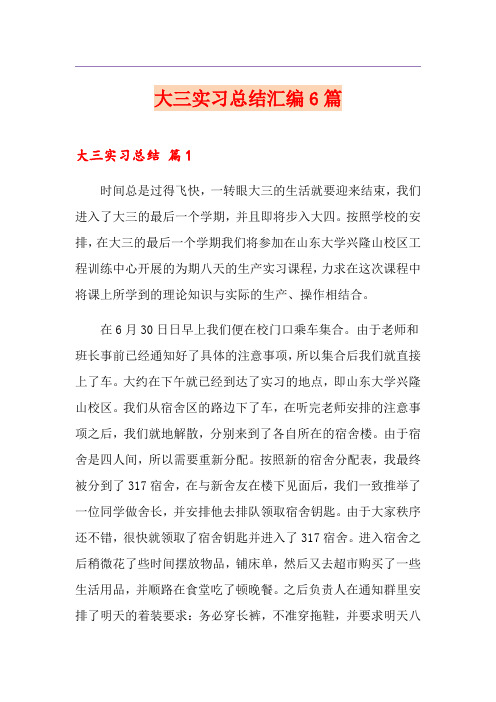 大三实习总结汇编6篇