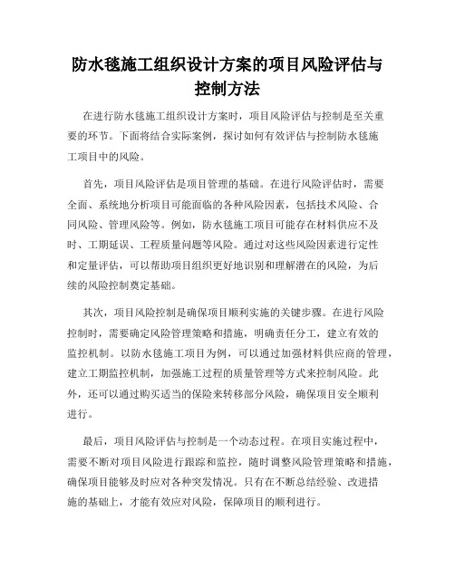 防水毯施工组织设计方案的项目风险评估与控制方法