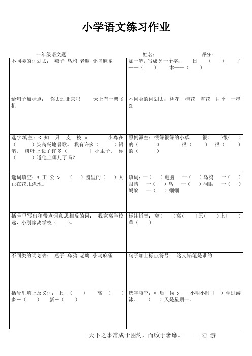 小学一年级语文每日一练II (80)