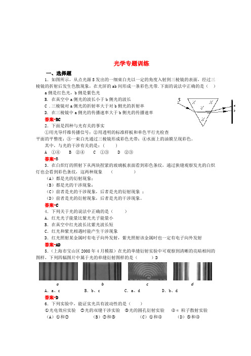 物理新人教版选修3-4 第十三章 光 (同步练习)