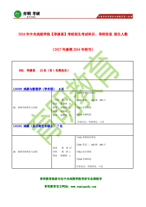 中央戏剧学院【导演系】611综合基础816导演构思考研真题